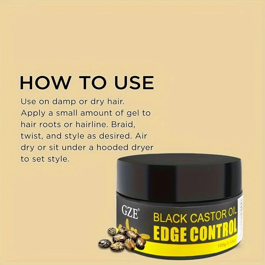 GZE African Black Castor Oil Extra Hold Braid & Loc Twist Gel Hair Styling Gel Qme