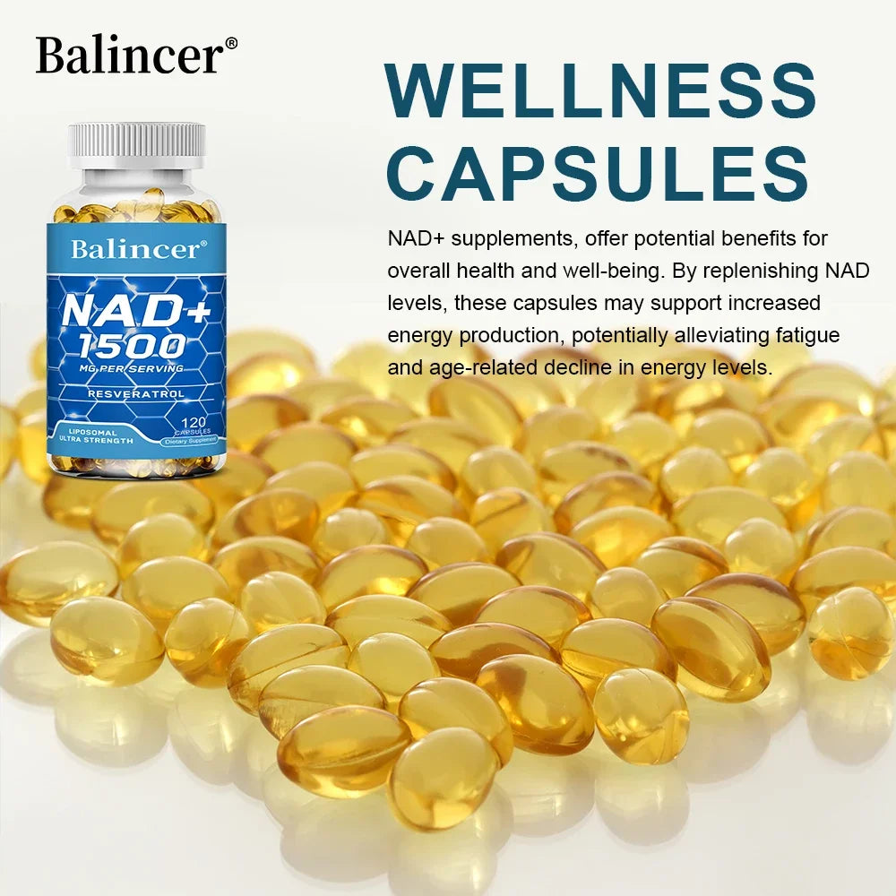 NAD+ & Resveratrol Supplement – Energy, Focus & Memory | 120 Caps NAD+ Supplement Qst