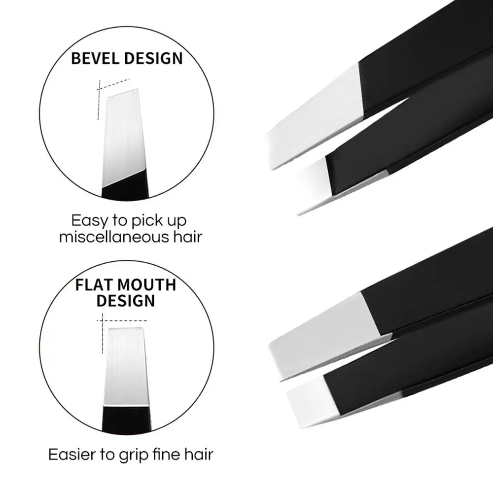 GECOMO Stainless Steel Eyebrow Tweezer – Slant & Flat Tip Eyebrow Tweezer Qme