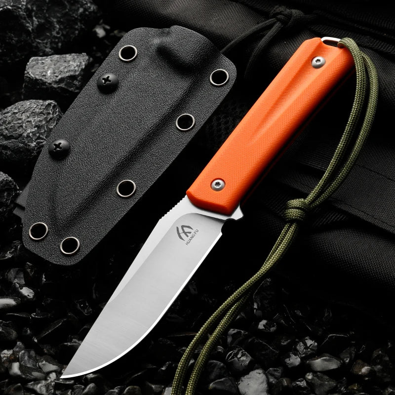 HUANGFU Full Tang Fixed Blade Knife with Sheath | Outdoor EDC Fixed Blade Knife Qst FU032