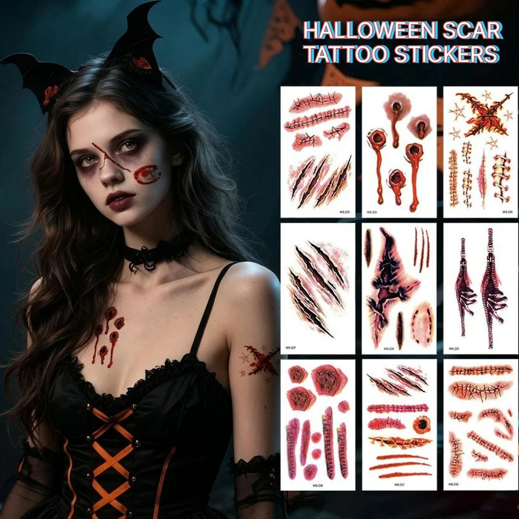 6-Pack Realistic Horror Wound Temporary Tattoos – Waterproof Scars Temporary Tattoos Qme