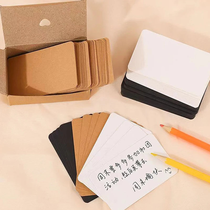 100pcs Kraft Paper Blank Cards & Envelopes – Round Edge Tags Blank Greeting Cards Qst