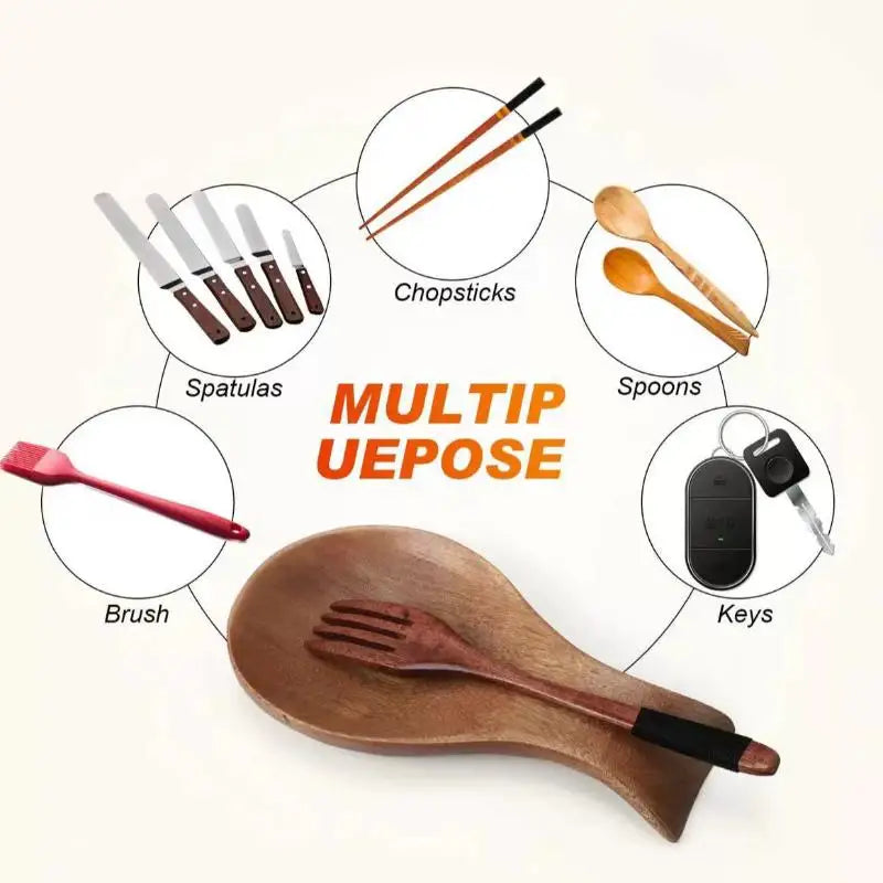 Wooden Bamboo Spoon Rest & Utensil Holder for Kitchen Utensil Spoon Rest Qme