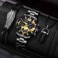 Men's 3-Piece Set: Quartz Watch, Wing Bracelet & Pendant Men's Jewelry Set Qme 2 No