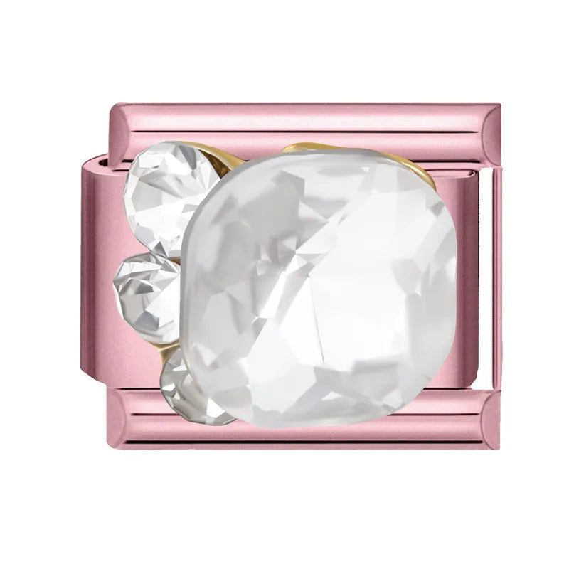 Zircon Bow & Star Italian Charm Links | Stainless Steel DIY