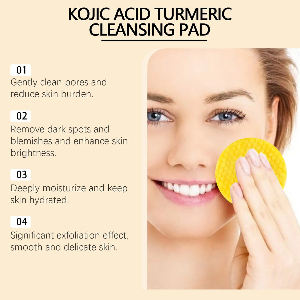 Turmeric Kojic Acid Exfoliating Facial Pads – 80 Pcs | Daily Exfoliating Facial Pads Qme