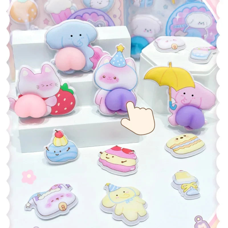 Cute Cartoon Animal 3D Butt Stickers – DIY Scrapbook & Phone DIY Craft Stickers Qme