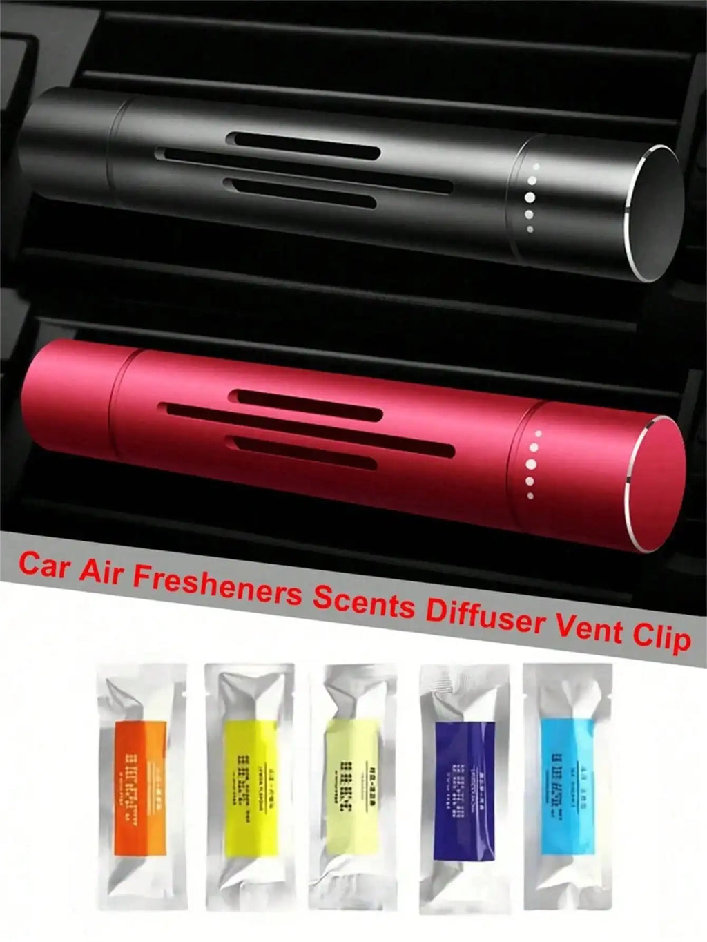 Car Vent Clip Aromatherapy Diffuser – 1 Holder & 5 Scent Sticks Car Vent Diffuser Qme