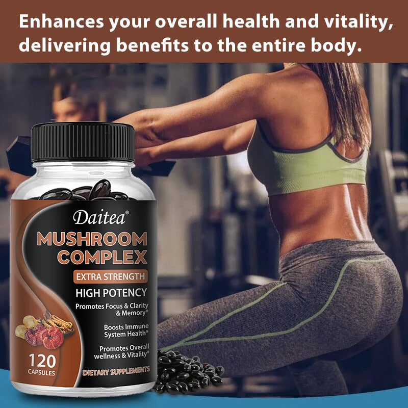 10-in-1 Mushroom Capsules – Lion's Mane, Cordyceps & Reishi Mushroom Supplement Qst