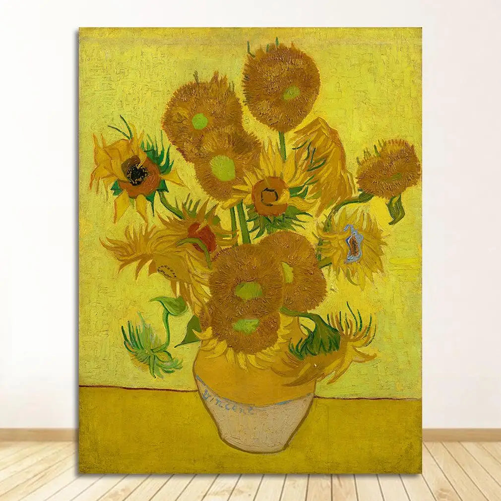 Van Gogh Sunflower Canvas Wall Art – Floral Vase Poster Print Canvas Wall Art Qst 1949-01 30x40cm Unframed