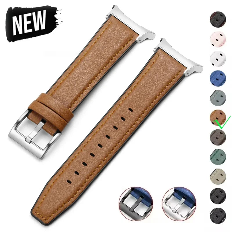 Leather Silicone Hybrid Strap – Samsung Galaxy Watch 7 Ultra Smartwatch Band Qme