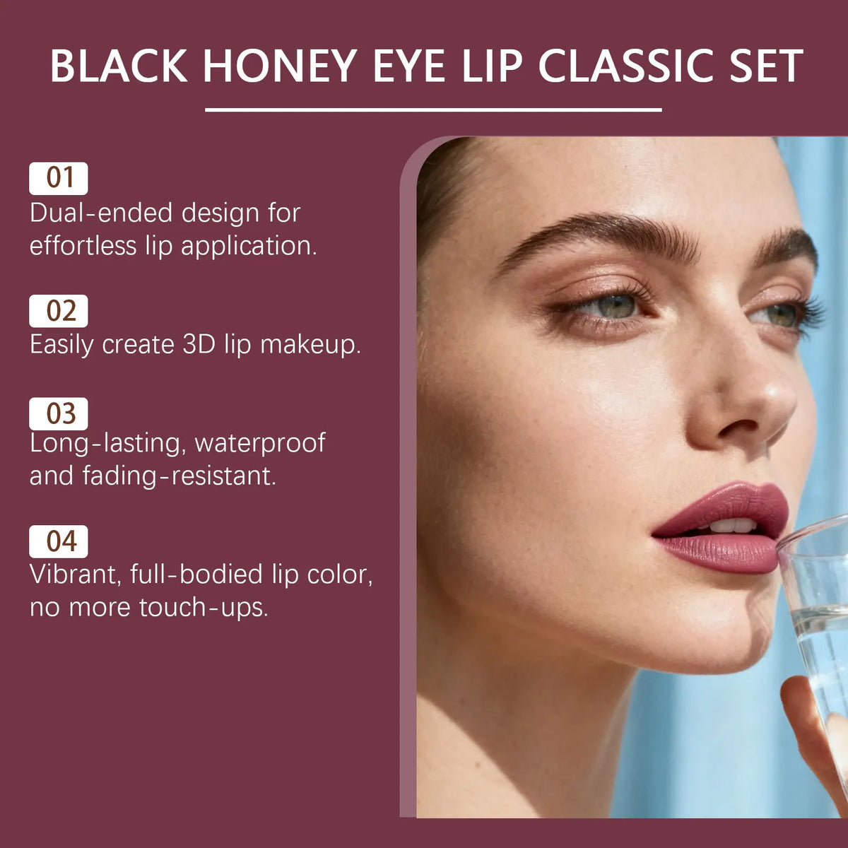 Zephoco Black Honey Lipstick & Waterproof Mascara Makeup Set Makeup Set Qst