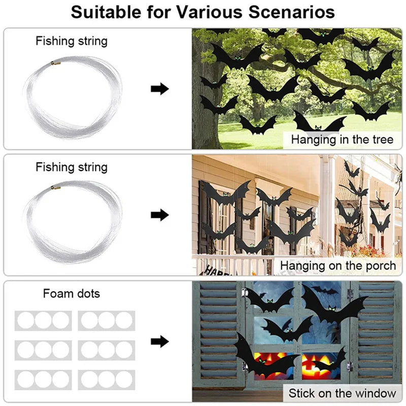 Glowing Eye Bat & Spider Halloween Hanging Decoration Halloween Ornament Qme