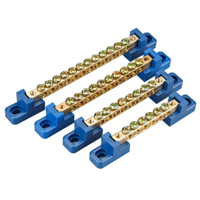 Copper Ground Bar Terminal Block | 4–12 Hole Distribution Box Ground Bar Terminal Block Qme 12P