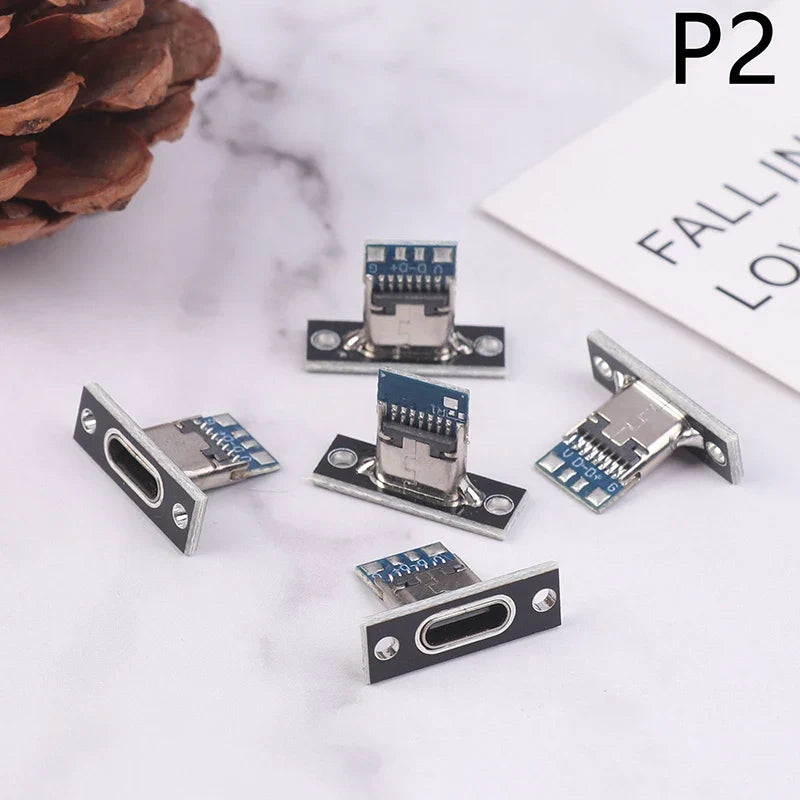 USB Type-C Female Socket Screw Fixing Plate 2Pin 4Pin Connector USB-C Connector Jack Qme style 2