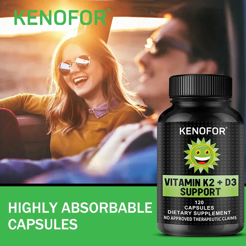 Kenofor Vitamin D3 + K2 MK-7 Vegan Capsules – 60 Count Vitamin Supplement Qst