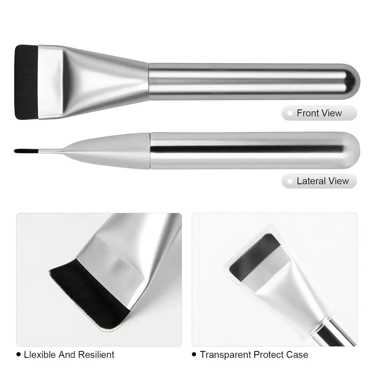 Flat Foundation Brush Set 5pcs – Korean Makeup Spatula Foundation Brush Set Qme