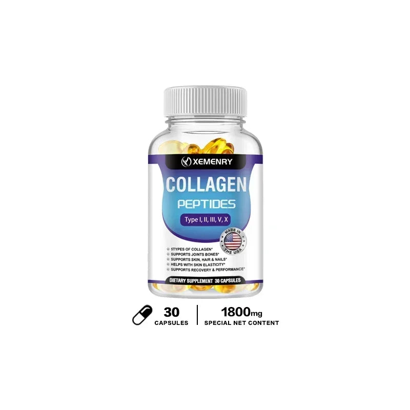 Premium Collagen Peptide Complex – Type I II III V Capsules Collagen Supplement Qst 30 Capsules