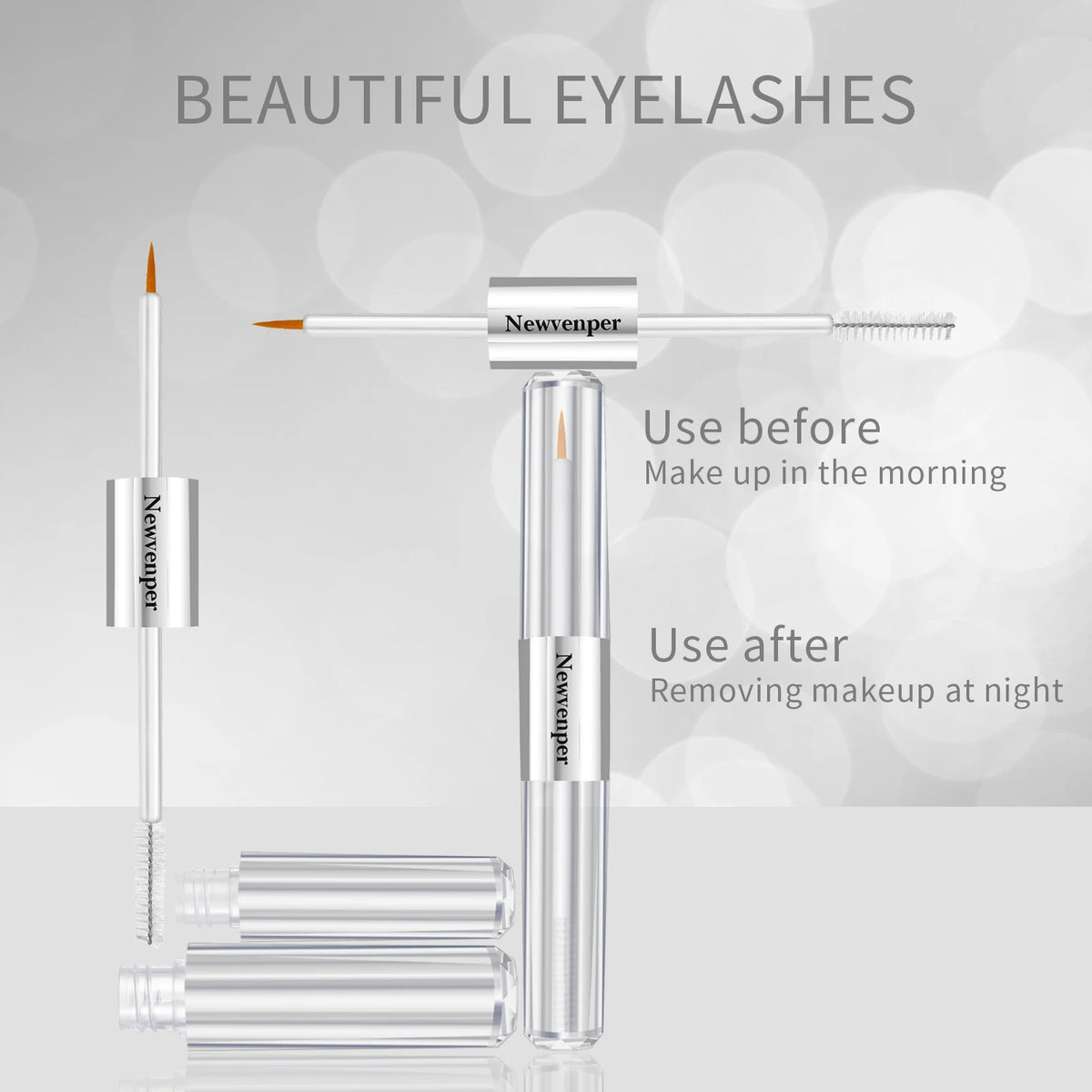 NEWVENPER Eyelash & Eyebrow Serum 2-Pack – Double Brush Lash & Brow Serum Qst