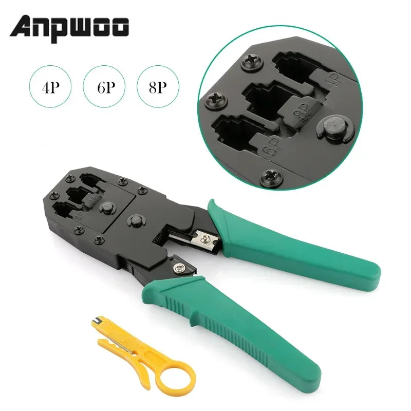 Network Cable Crimping Stripping Pliers & Tester – RJ45 RJ11 Cable Crimping Tool Qme green