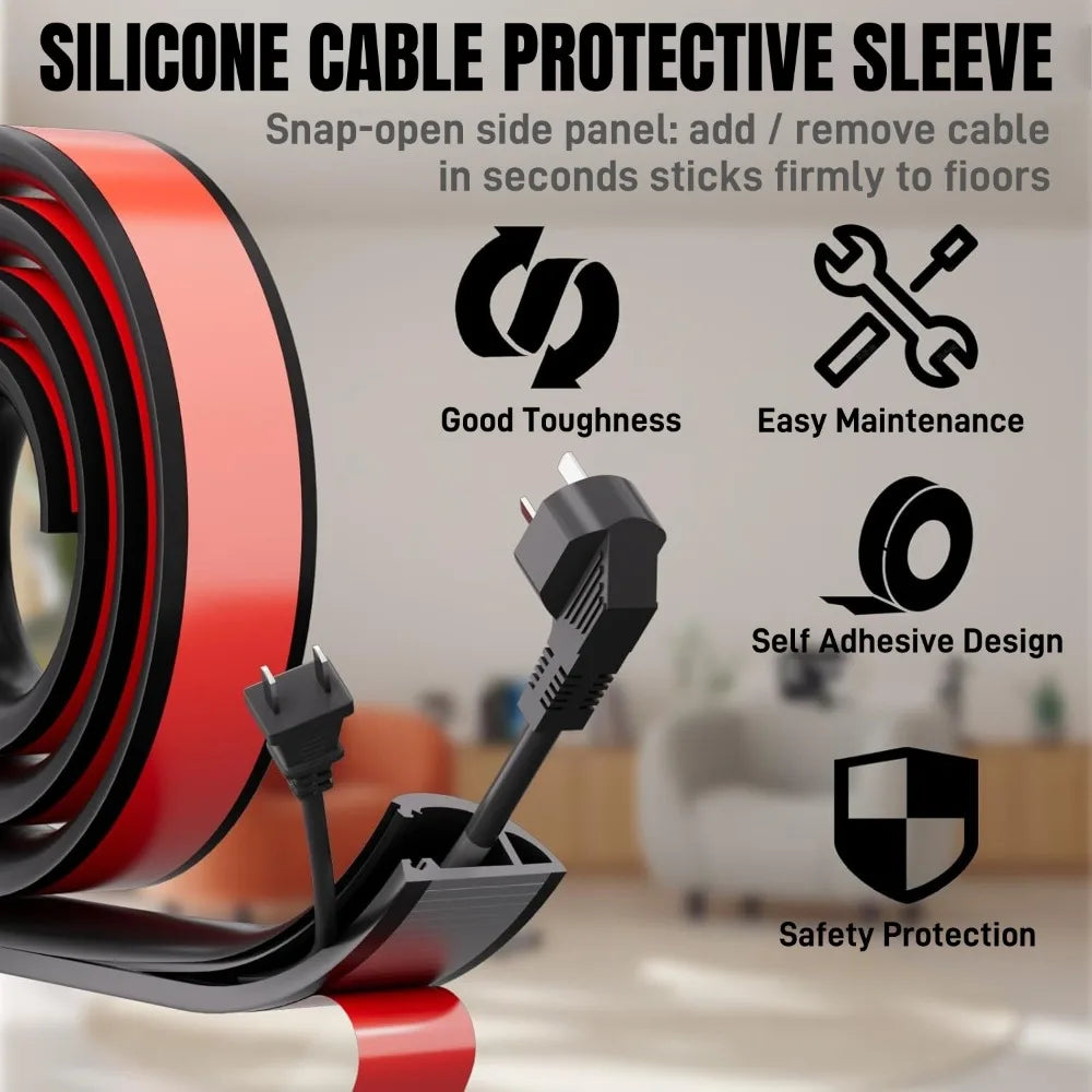 Self-Adhesive Floor Cable Cover PVC Cord Protector 1–3m Floor Cable Cover Qme