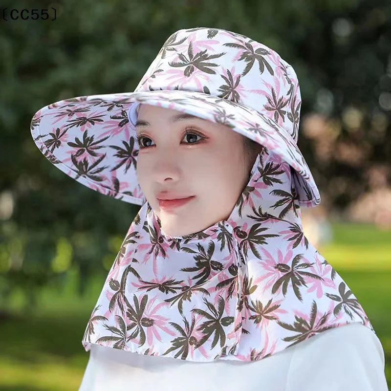 Women's UV Protection Sun Hat with Removable Shawl | Foldable UV Sun Hat Qst