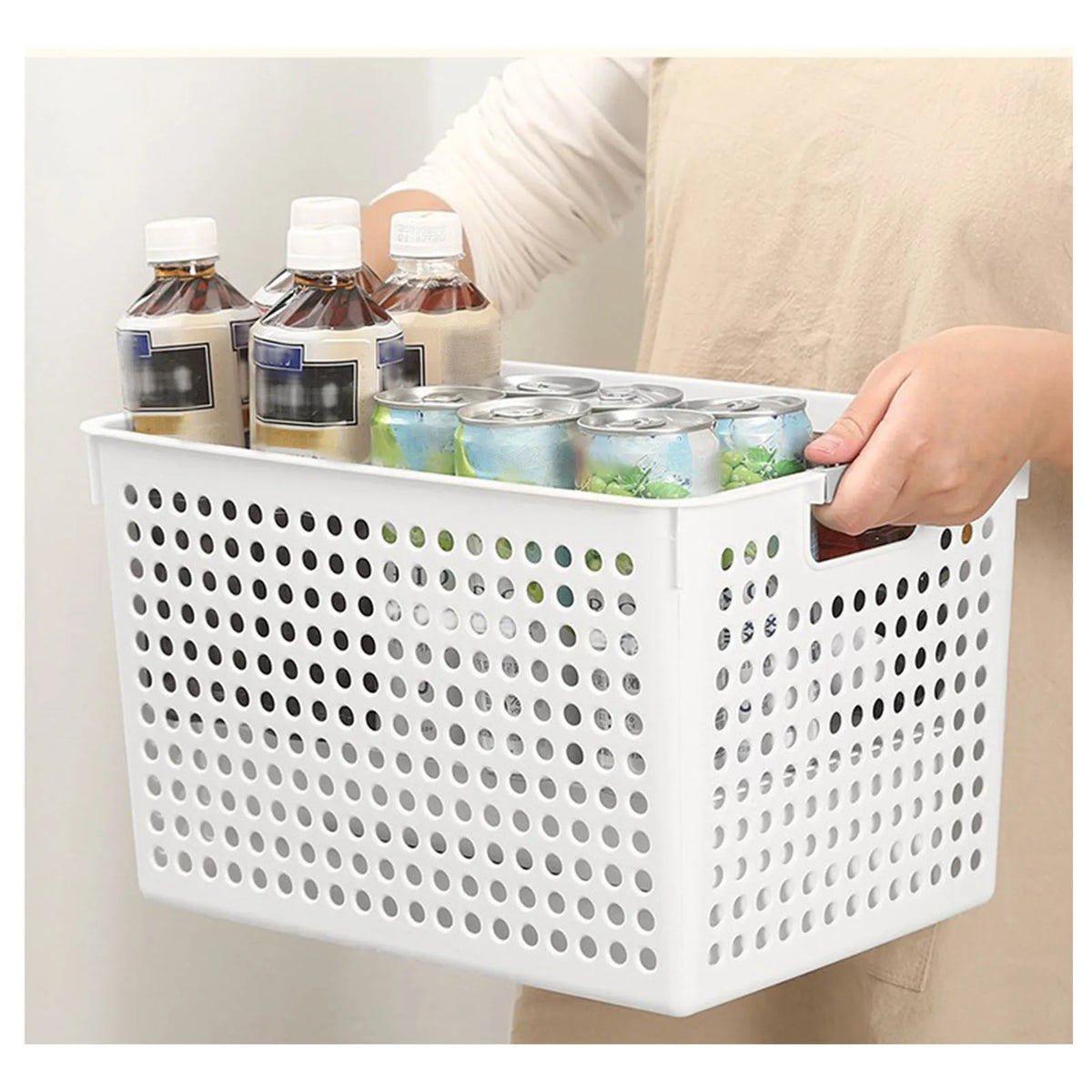 Plastic Storage Bin Basket with Handle – Pantry & Kitchen Storage Basket Bin Qme