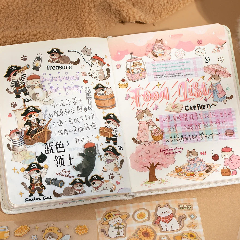 Cute Cat Die-Cut Sticker Book | DIY Scrapbook & Craft Stickers Decorative Sticker Book Qme