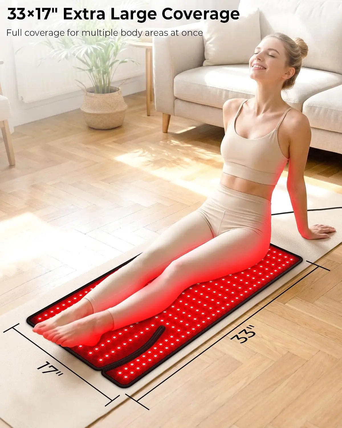 Red Light Therapy Mat 380 LEDs 660nm 850nm – Full Body Pad Light Therapy Mat Qst