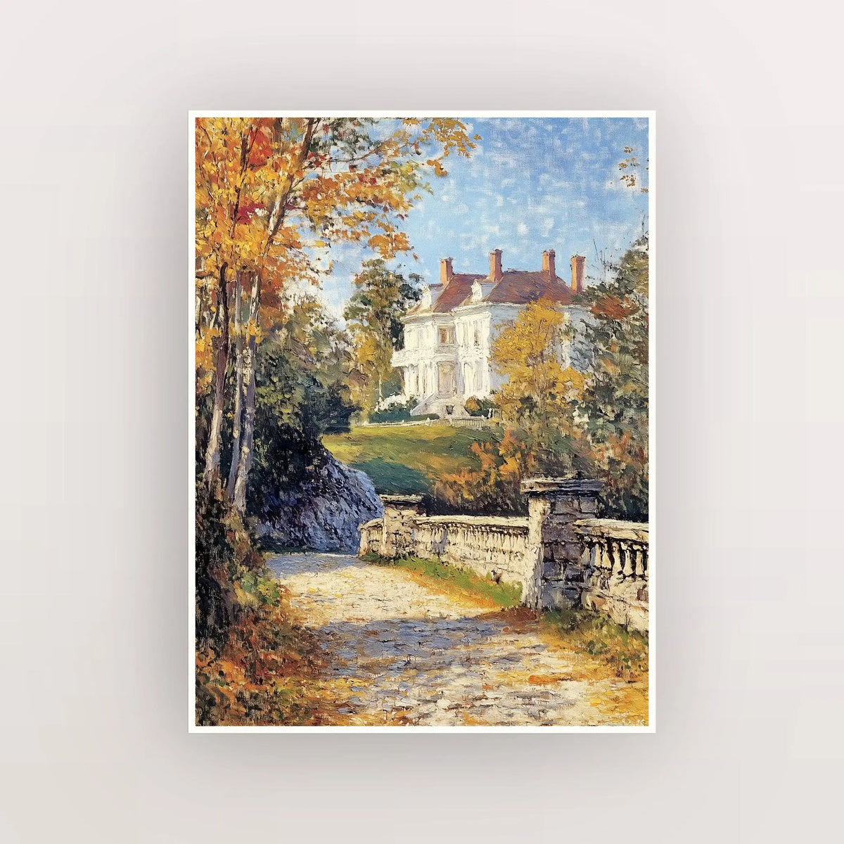 Vintage Landscape Canvas Art Print – Village Forest Flower Wall Decor Canvas Wall Art Qst