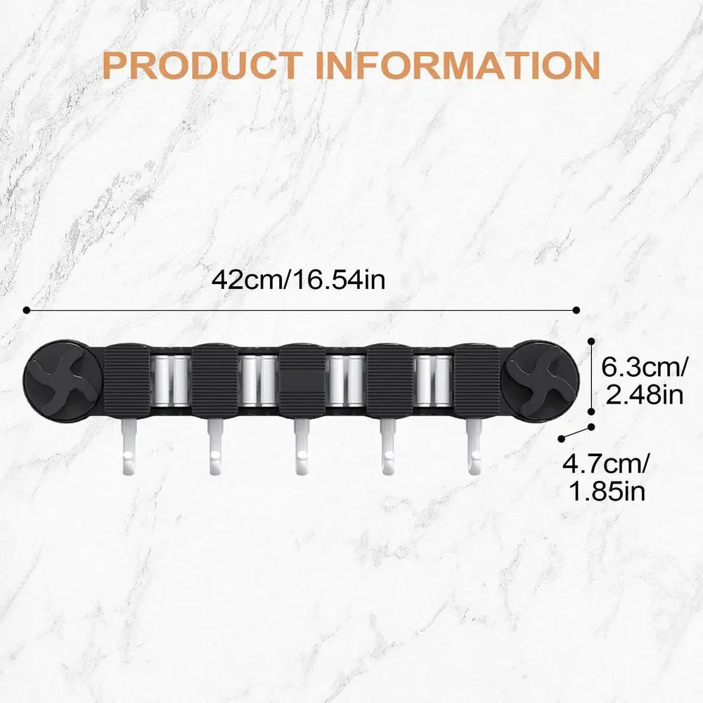 Wall Mount Mop & Broom Holder – Heavy Duty Suction Rack Broom & Mop Holder Qme China Mainland Black