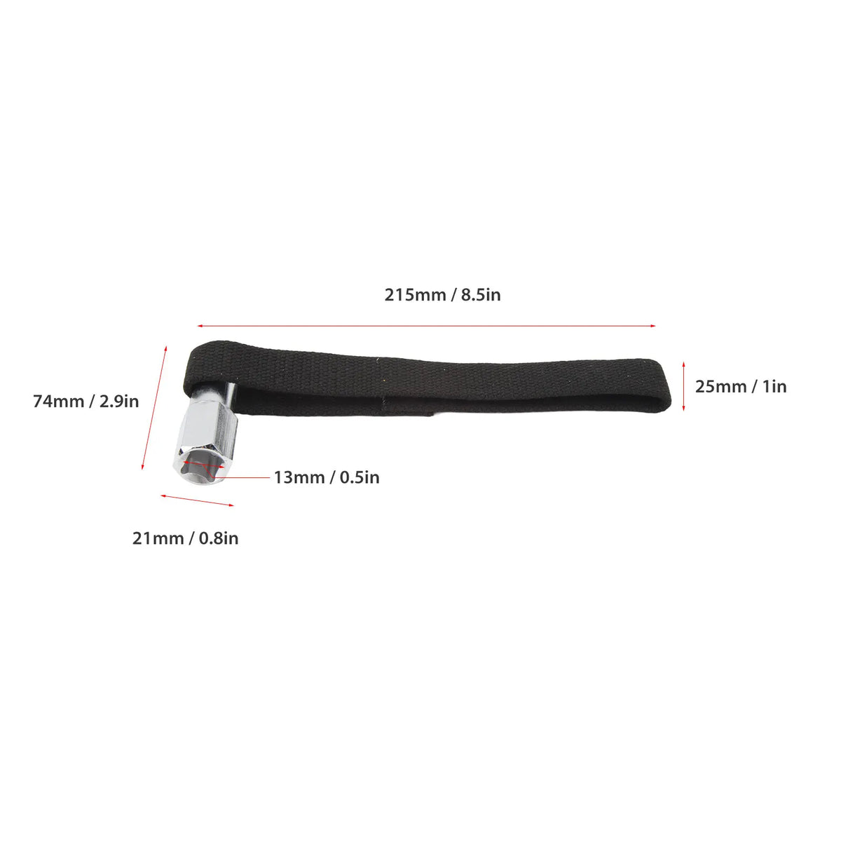 Belt Oil Filter Strap Wrench 1/2in Drive – Fits Up to 120mm Oil Filter Wrench Qst