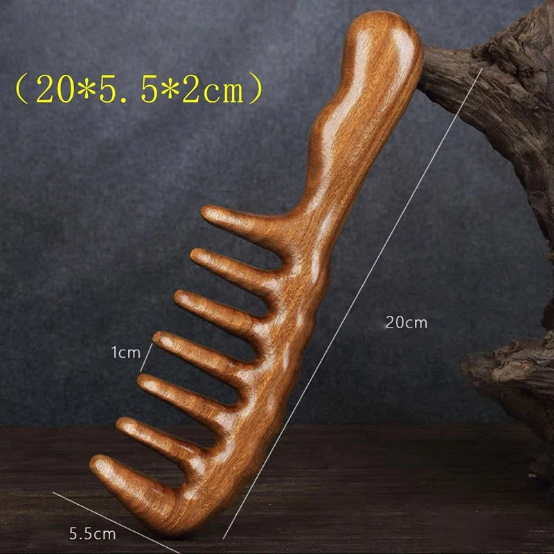Natural Sandalwood Anti-Static Wooden Hair Comb & Massager Wooden Hair Comb Qme