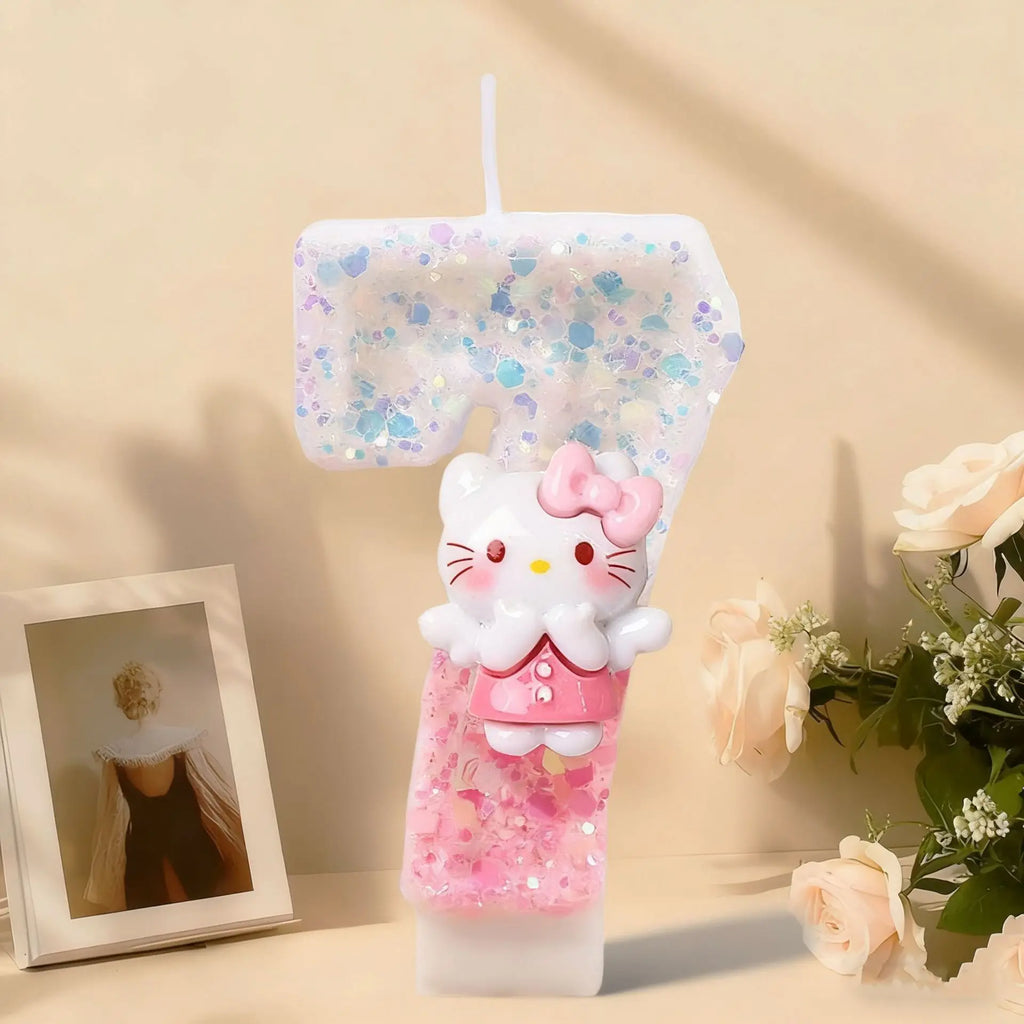 Hello Kitty Pink Number Birthday Candles – Cute Cake Decoration Birthday Number Candles Qme 7