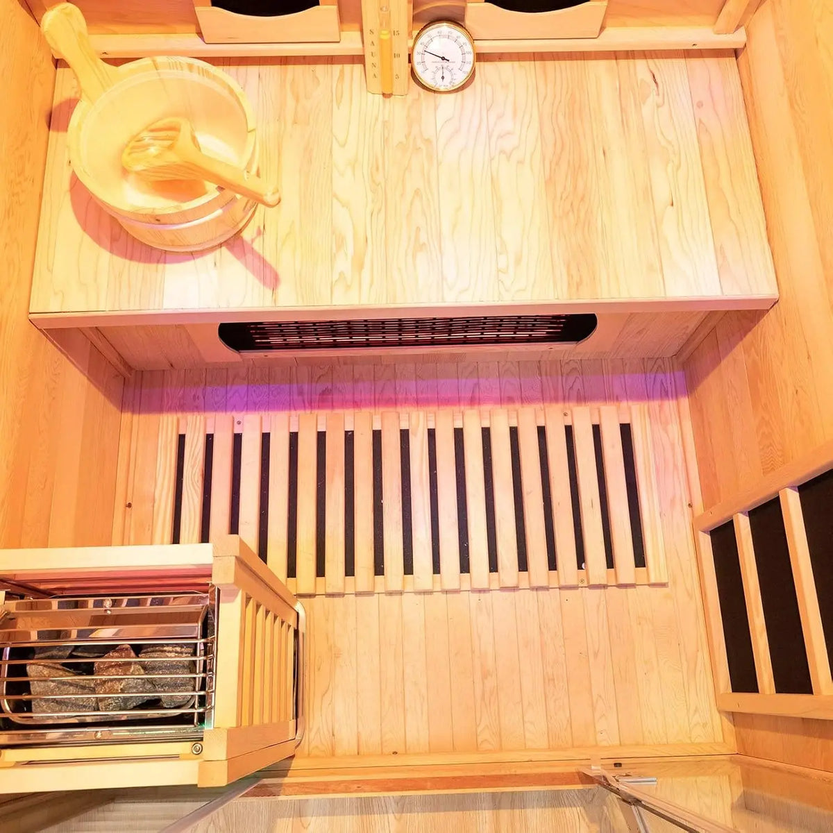 SMARTMAK 2-Person Hemlock Infrared & Steam Sauna – 3.5KW Home Infrared Sauna Qst