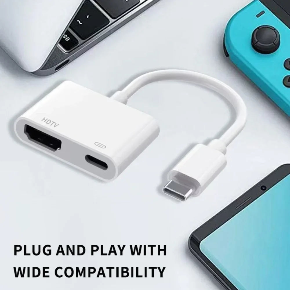 USB-C to HDMI 4K Adapter | 2-in-1 with 100W PD Charging USB-C HDMI Adapter Qme