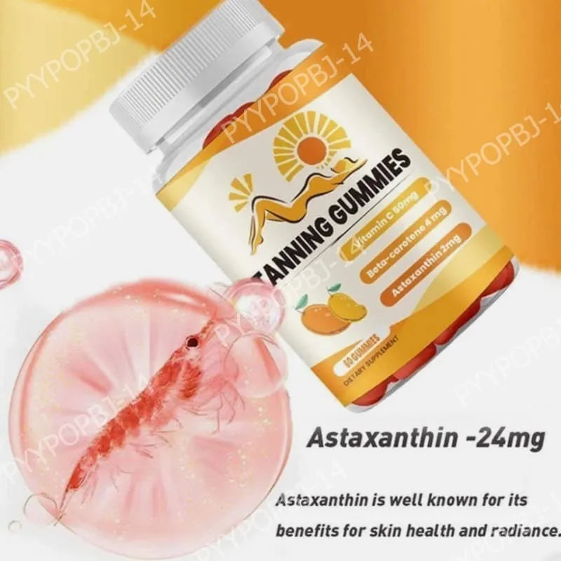 Tanning Gummies – Astaxanthin, Beta Carotene, Vitamins C D B3 Zinc Skin Beauty Gummies Qst
