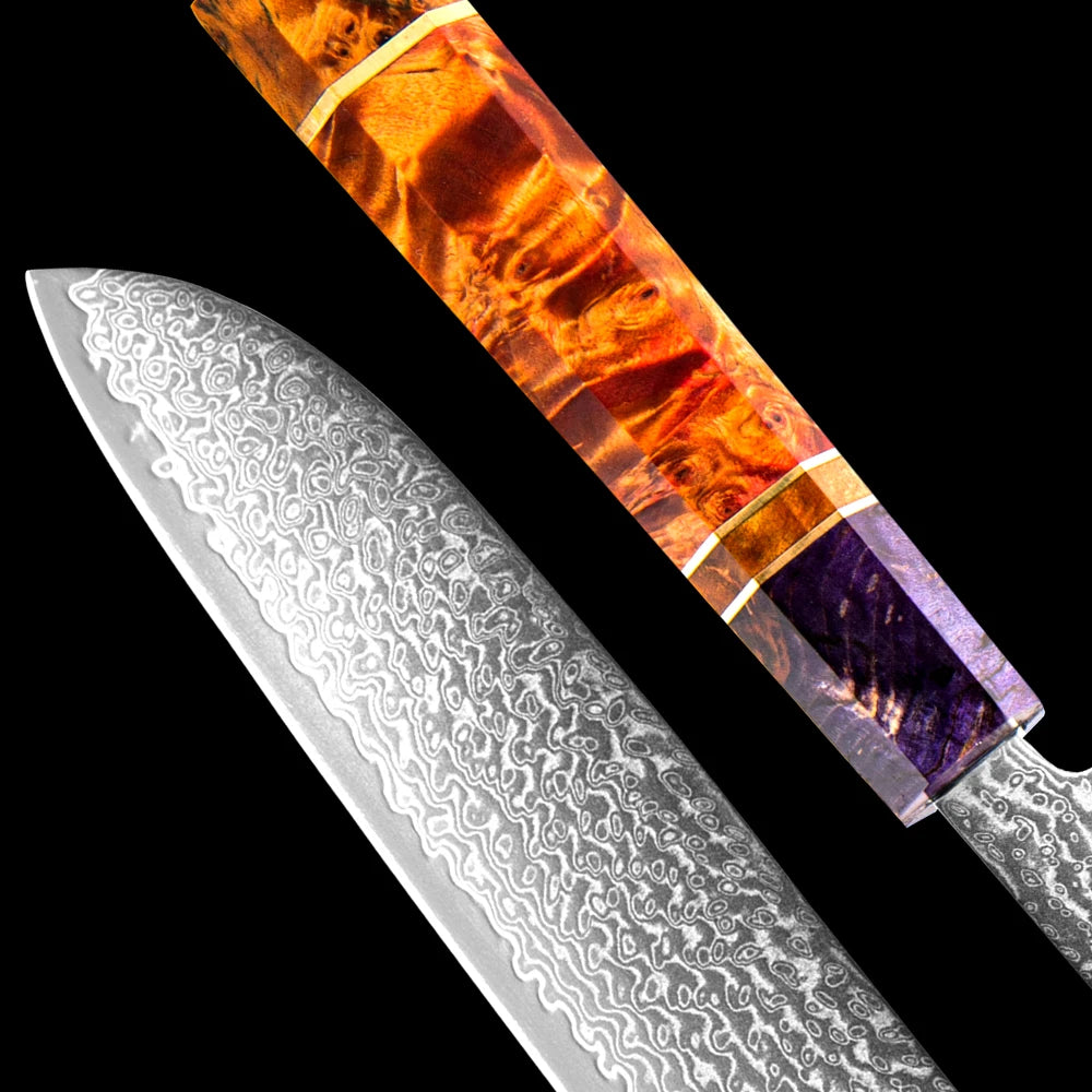 XITUO 5" Damascus Santoku Knife – 67-Layer VG10 Steel Chef Knife Damascus Chef Knife Qst