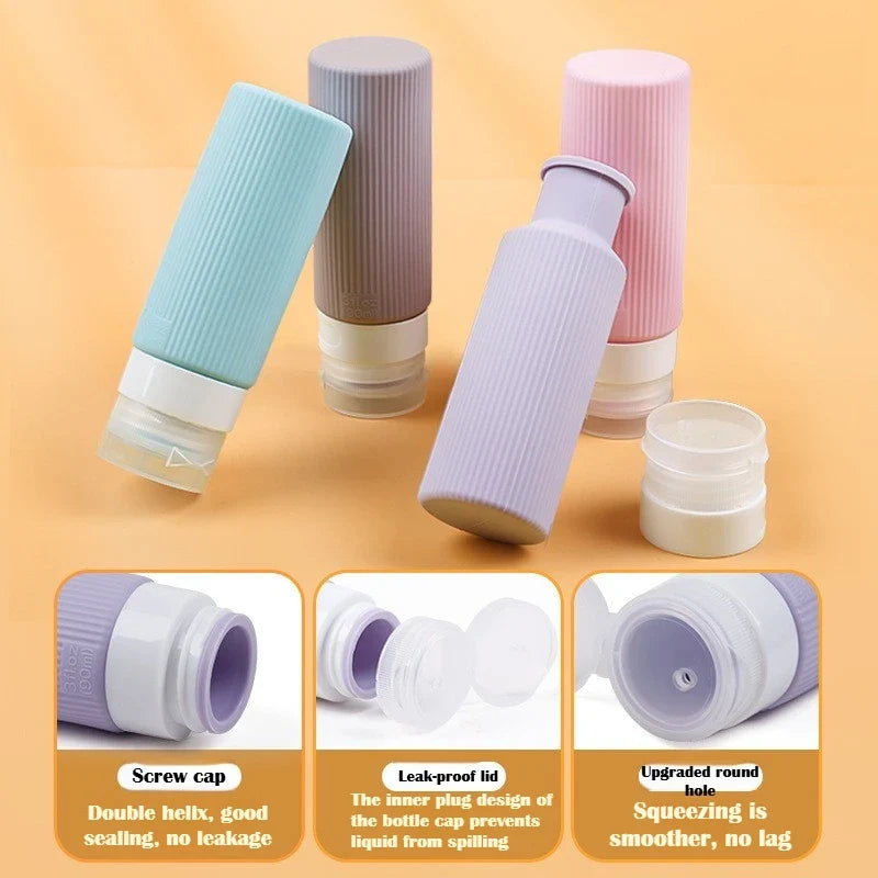 Silicone Travel Squeeze Bottles Leakproof Refillable Set of 4 Travel Squeeze Bottles Qme