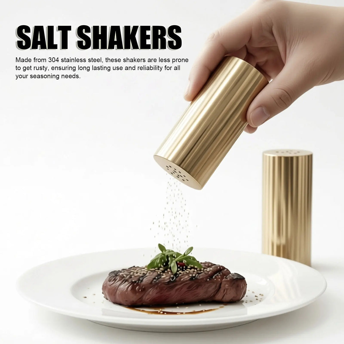 304 Stainless Steel Seasoning Shakers – Salt, Spice & Sugar Set Seasoning Shaker Set Qme