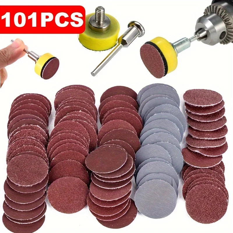 1-Inch Sanding Discs 101-Pc | 100–3000 Grit Rotary Tool Pads Rotary Sanding Discs Qme
