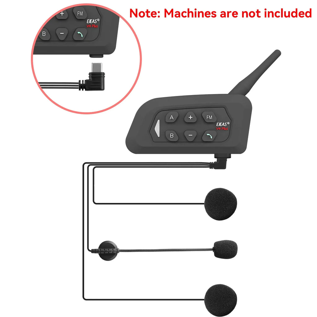 EJEAS V4 Plus Bluetooth Helmet Headset – Type-C Mic & Mount Helmet Bluetooth Headset Qst