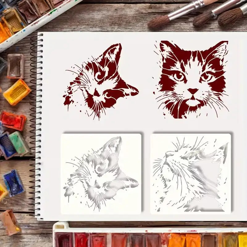 Reusable Cat Painting Stencils – Hollow Kitten Pattern Molds Painting Stencils Qme