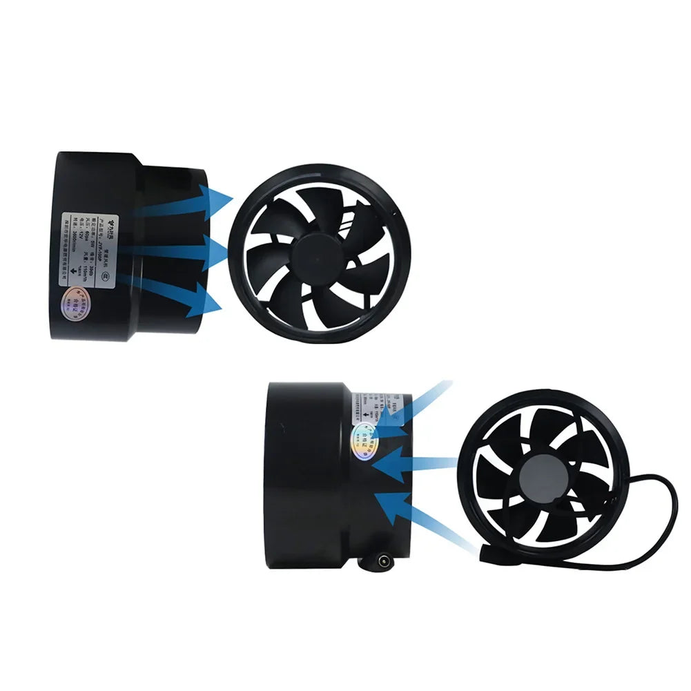 12V Black Duct Fan – Quiet 39dB Exhaust for Indoor & Outdoor Exhaust Duct Fan Qme