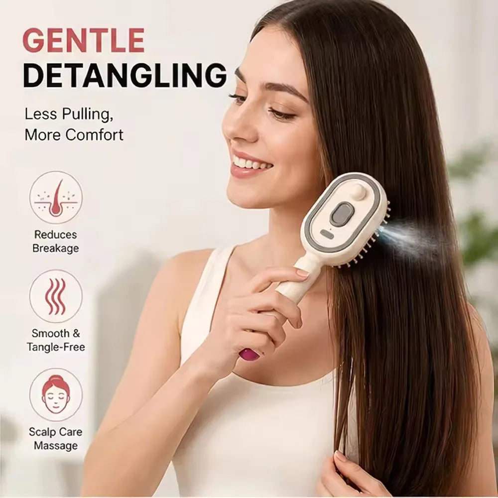 Electric Steam Spray Hair Brush – Air Cushion Scalp Massager Electric Hair Brush Qst