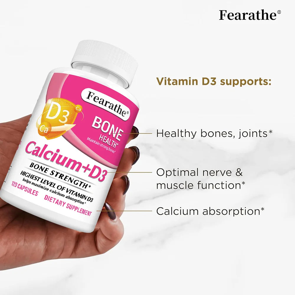 Calcium & Vitamin D3 Capsules – Vegan, Non-GMO, 120ct Vitamin Supplement Qst
