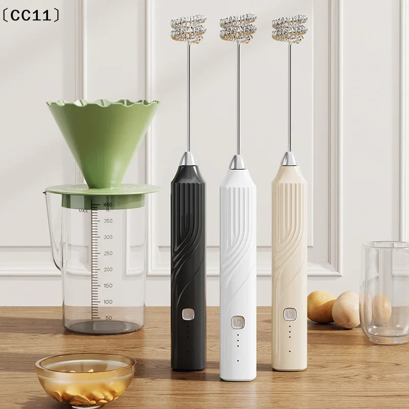 Electric Milk Frother Handheld Whisk & Egg Beater – Rechargeable Handheld Milk Frother Qme