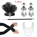 1920s Flapper Costume Set – Headband, Pearl Necklace & Gloves Costume Accessory Set Qst F