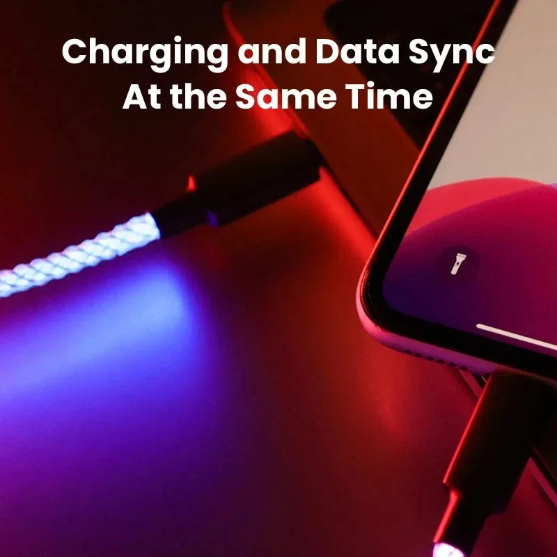 RGB LED Fast Charging Cable 66W – iPhone & Samsung LED Charging Cable Qme