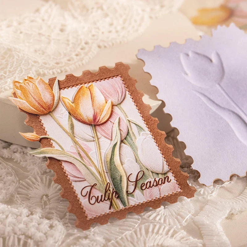 Vintage Floral Stamp Border Stickers – Junk Journal Collage Decorative Craft Stickers Qme